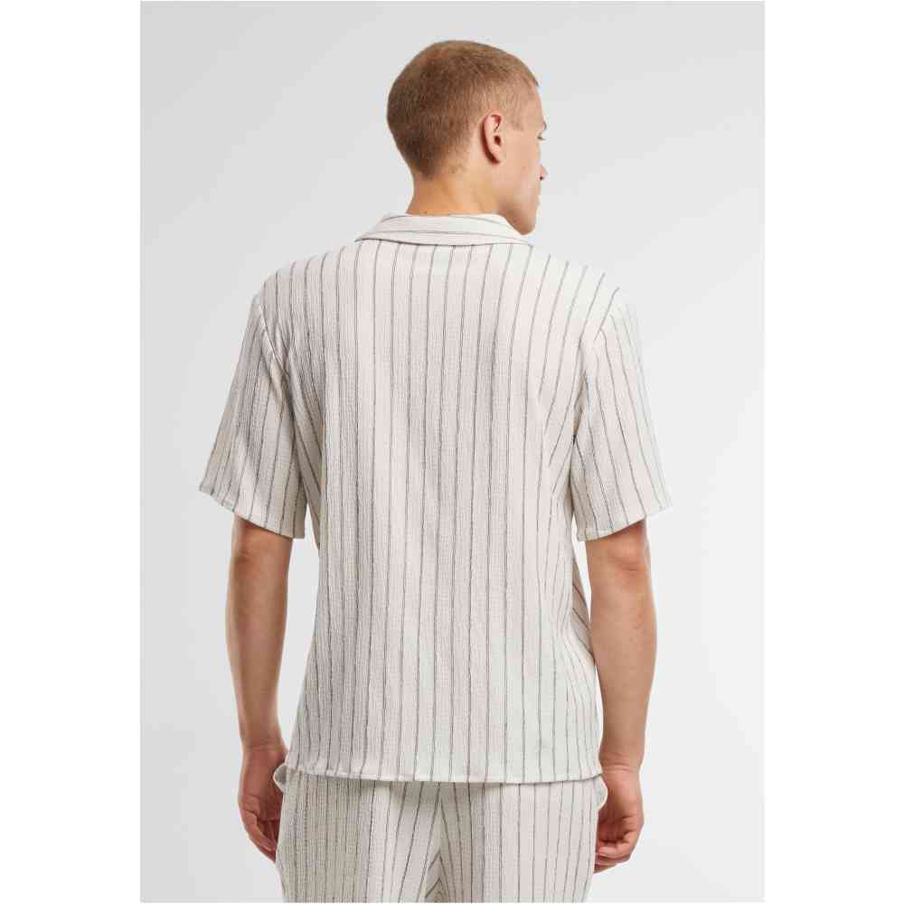 Urban Classics - Striped Crinkle Resort Overhemd - Gebroken wit/Zwart